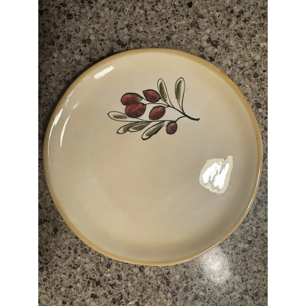 Pottery‎ Barn RUSTIC OLIVE Salad Dessert Plates Italian Olives SET OF 4
